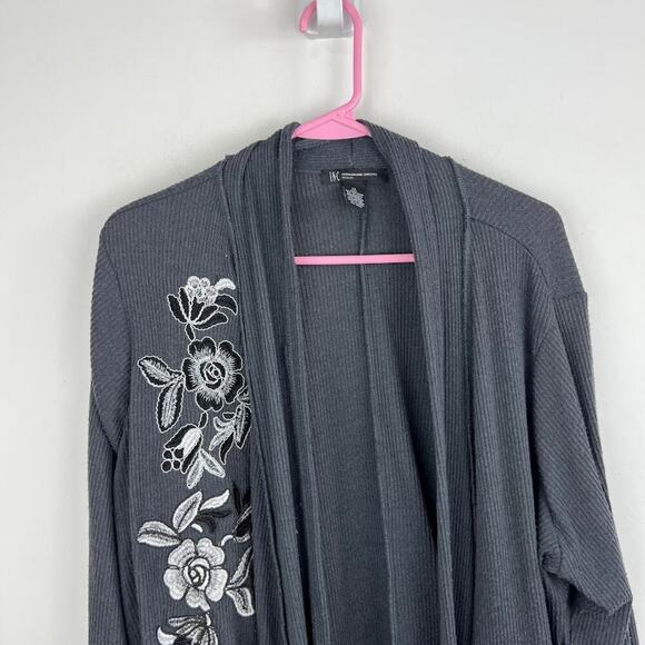 INC International Concepts Open Front Cardigan Gray embroidered womens size 1x - Picture 3 of 7